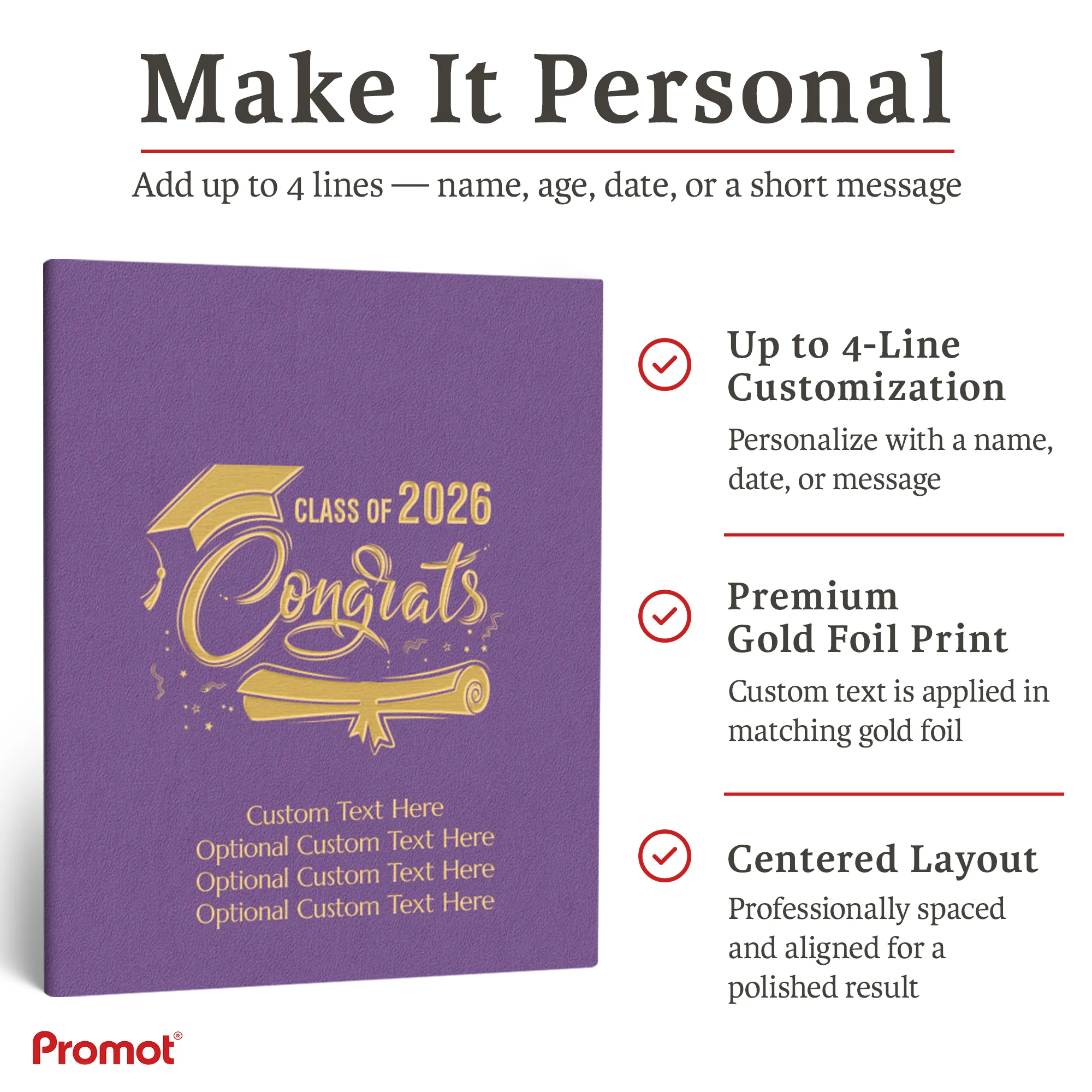 Personalized Graduation Party Guestbook- Class of 2026 (PURPLE)